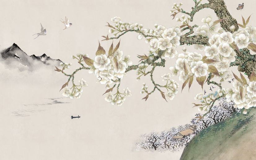 Retro Plum Blossom Wallpaper Mural