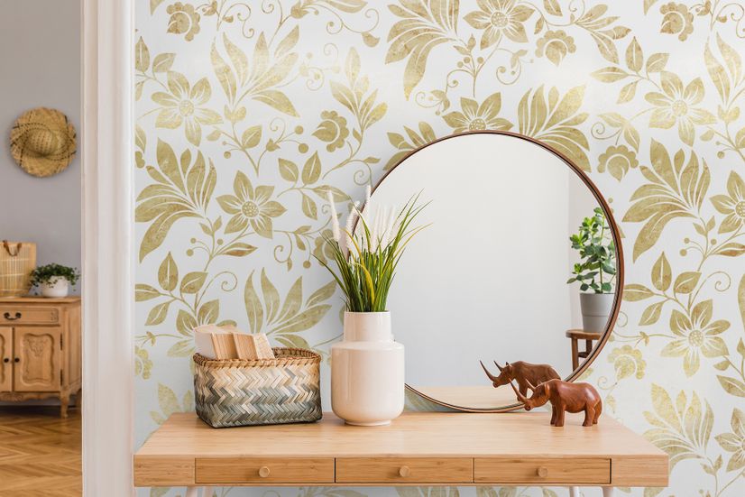 Damask Pattern Floral Art Wallpaper Mural