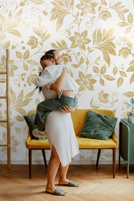 Damask Pattern Floral Art Wallpaper Mural