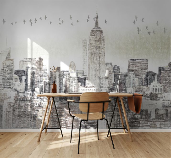 Fototapete New York City in Monochrom-Kohle