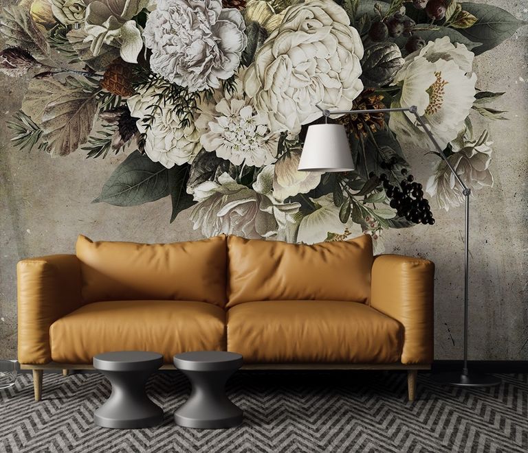 Dark Floral Bouqet Wallpaper Mural