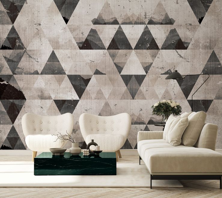 Geometric Dark Trigon Pattern Wallpaper Mural