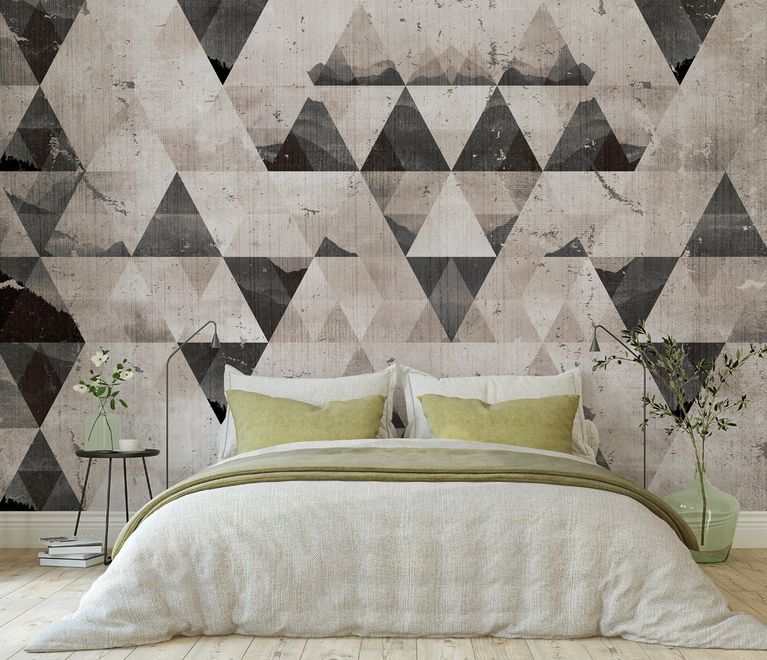 Geometric Dark Trigon Pattern Wallpaper Mural