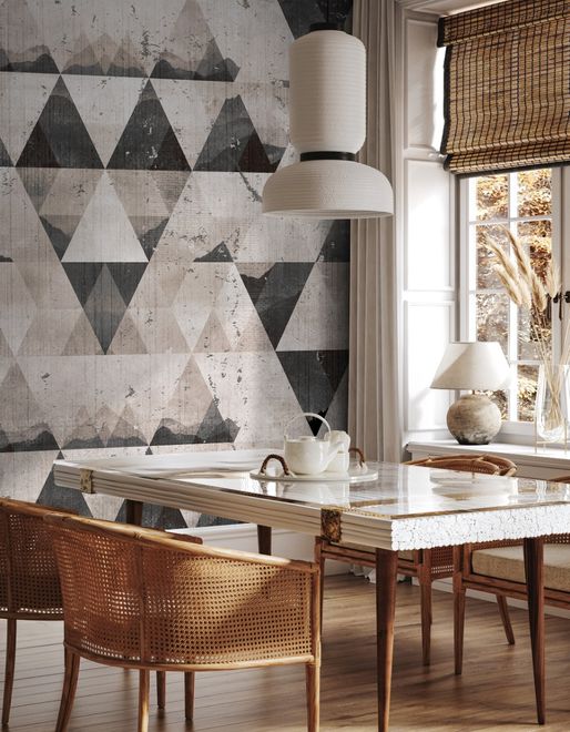 Geometric Dark Trigon Pattern Wallpaper Mural