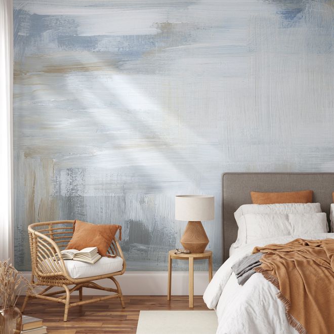 Soft Turquoise Brush Wallpaper Mural