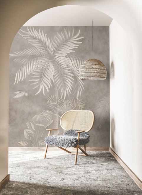 Monochrome Brown Nostalgic Rainforest Wallpaper Mural