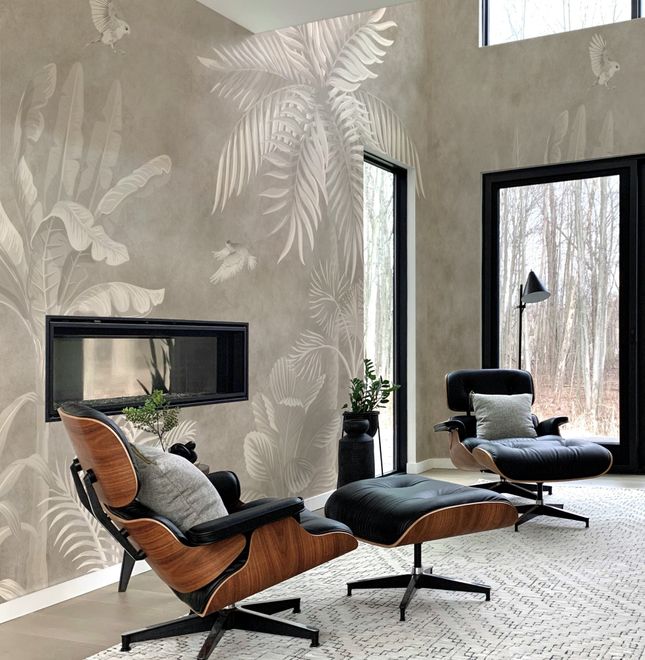 Monochrome Brown Nostalgic Rainforest Wallpaper Mural