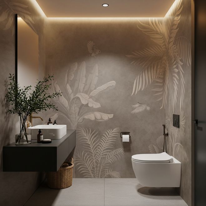 Monochrome Brown Nostalgic Rainforest Wallpaper Mural