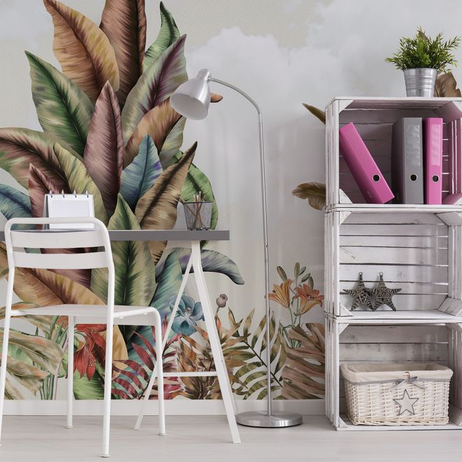 Vintage Tropical Leaf Wallpaper Mural