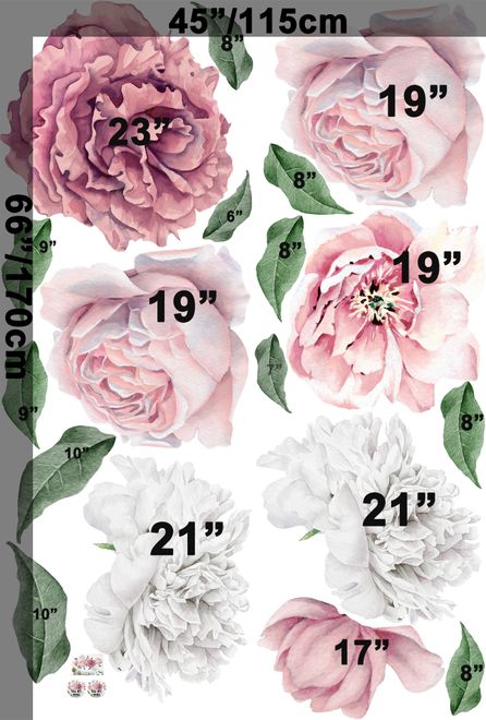 WHITE Rose Garden Watercolor Roses Flowers Wall Decal