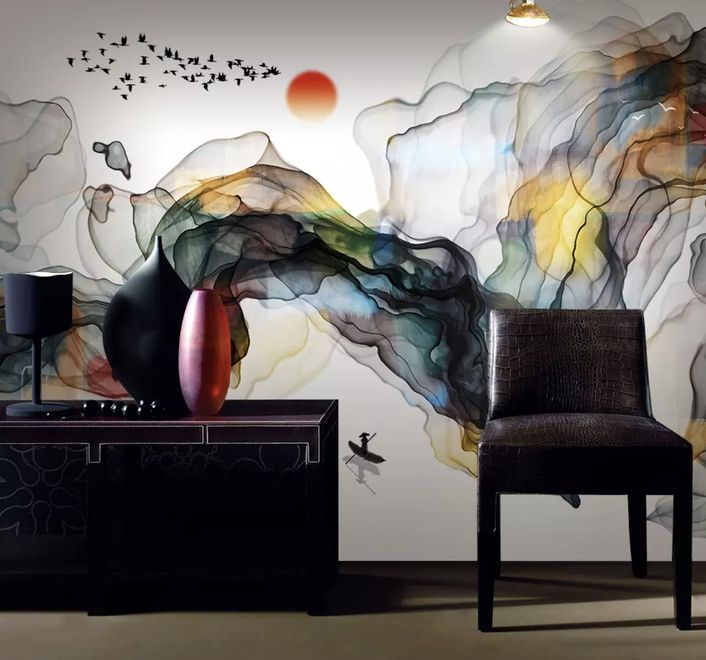 Watercolor Colorful Abstract Smoke Wallpaper Mural