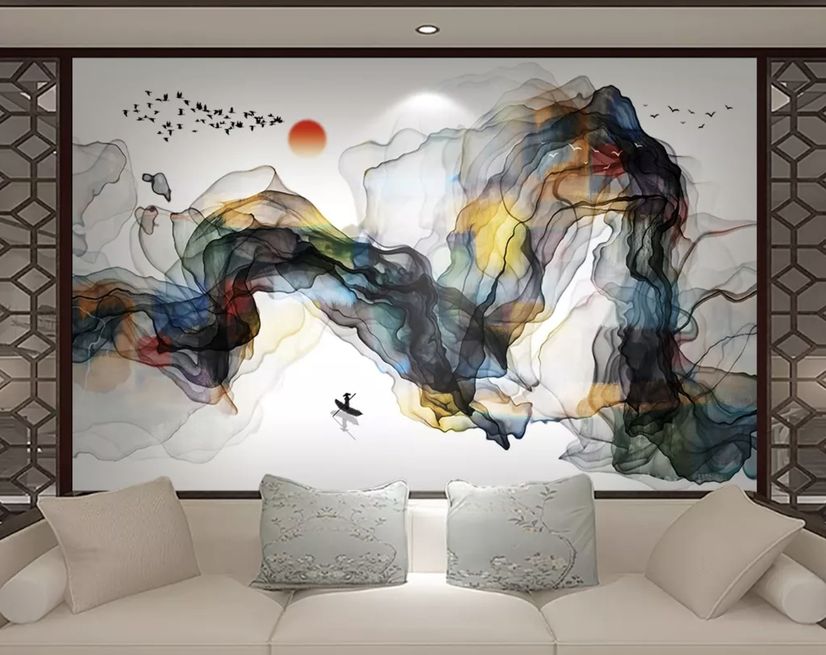 Watercolor Colorful Abstract Smoke Wallpaper Mural
