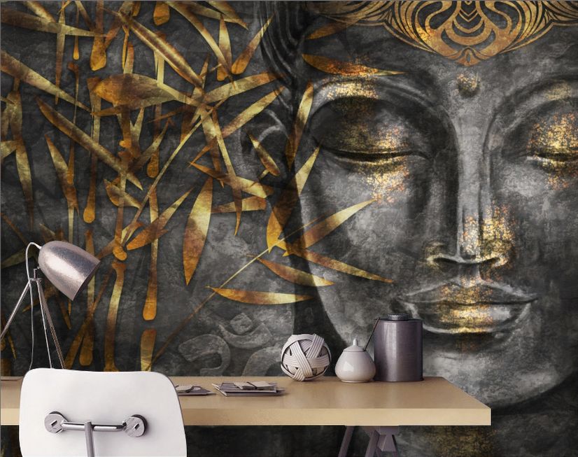 Buddha statue with abstract art wallpape... | Stock Video | Pond5