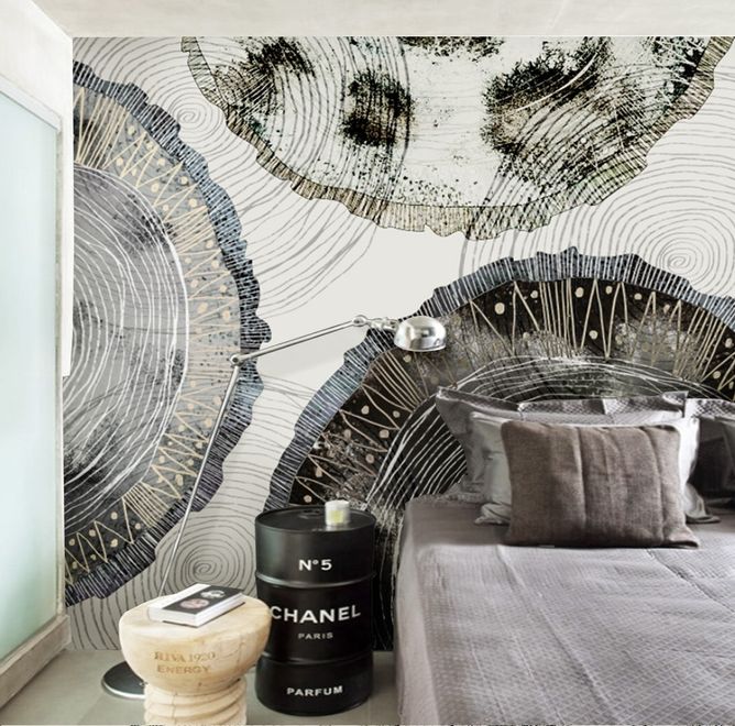 Watercolor Abstract Round Art Wallpaper Mural