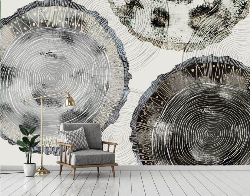 Watercolor Abstract Round Art Wallpaper Mural