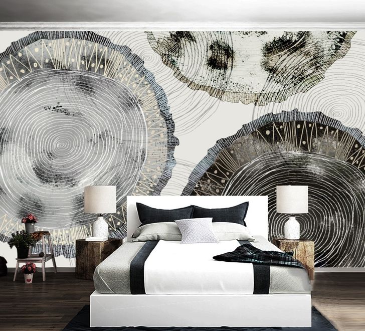 Watercolor Abstract Round Art Wallpaper Mural