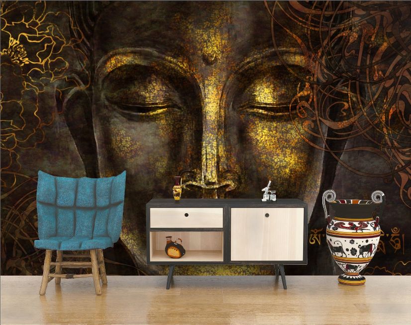 Embossed Golden Buddha Wallpaper Mural, Custom Sizes Available | Mural wall  art, Buddha wall decor, Buddha wall art