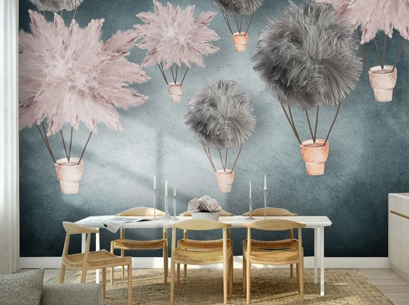Wall Mural Pink feathers