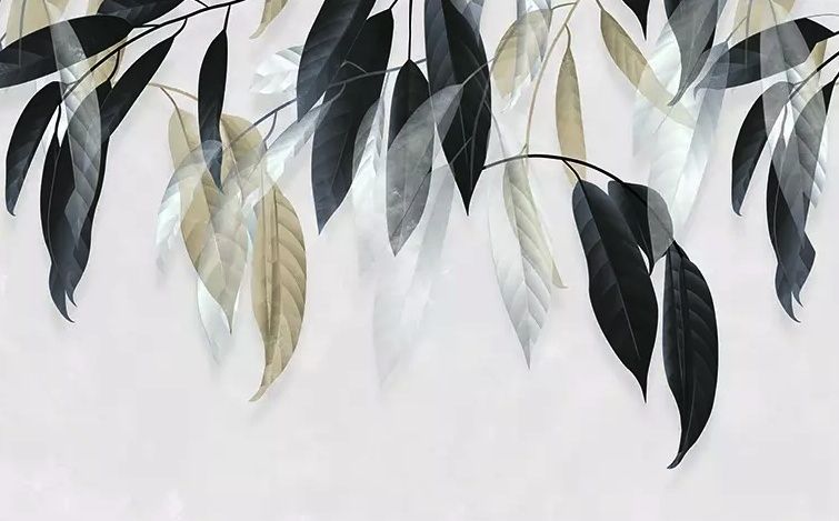 Dark Vintage Leaves Wallpaper Mural