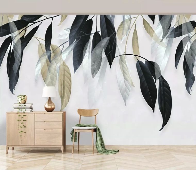 Dark Vintage Leaves Wallpaper Mural