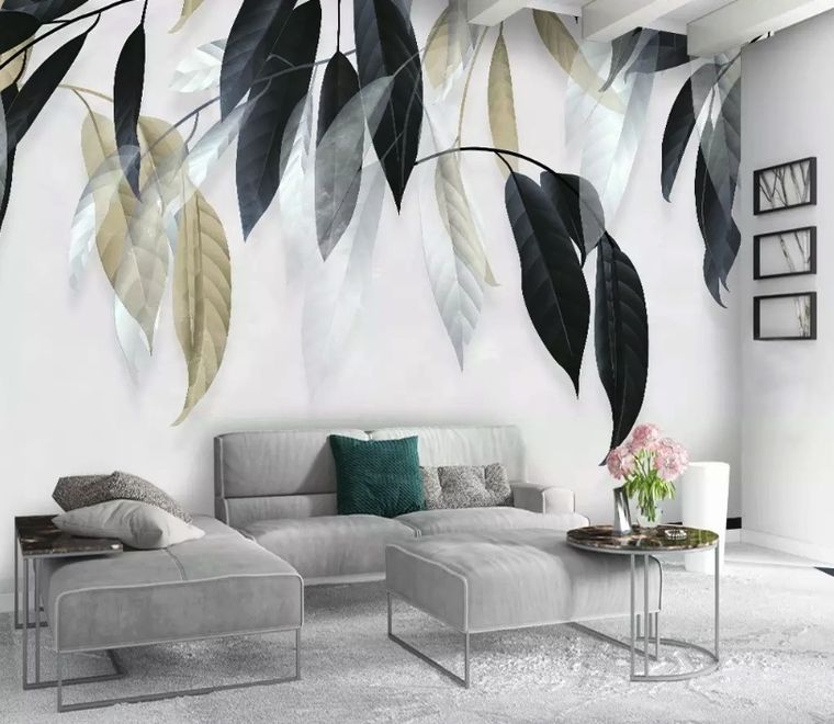 Dark Vintage Leaves Wallpaper Mural