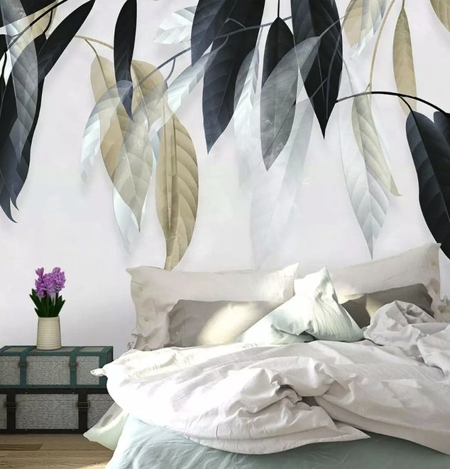 Dark Vintage Leaves Wallpaper Mural