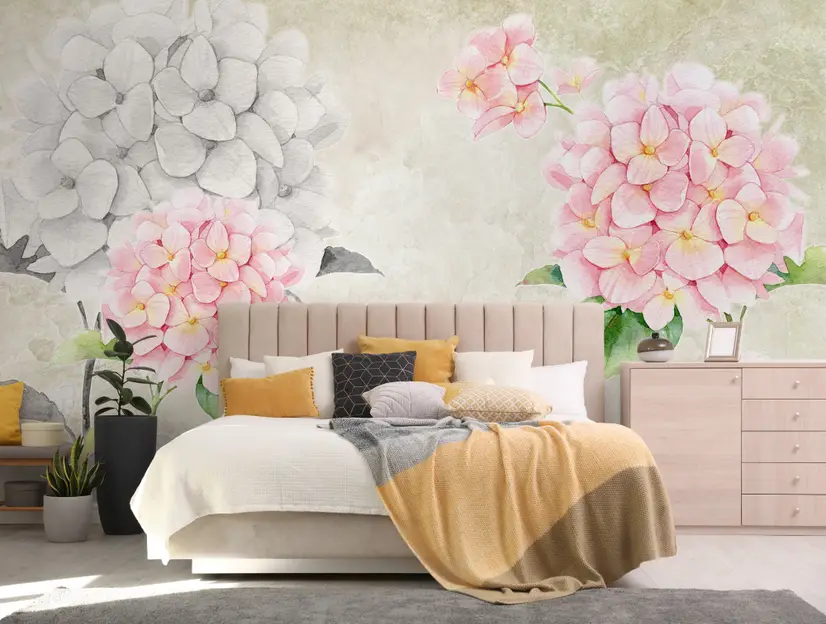 Hydrangea Floral Art Wallpaper Mural