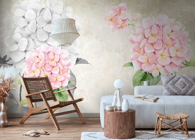Hydrangea Floral Art Wallpaper Mural