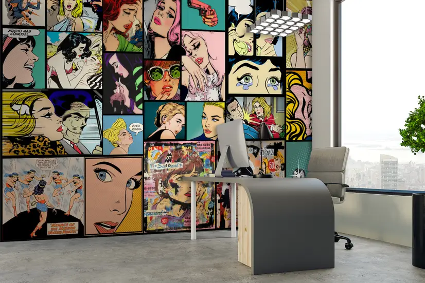 Comic Pop Art Faces Wallpaper Mural