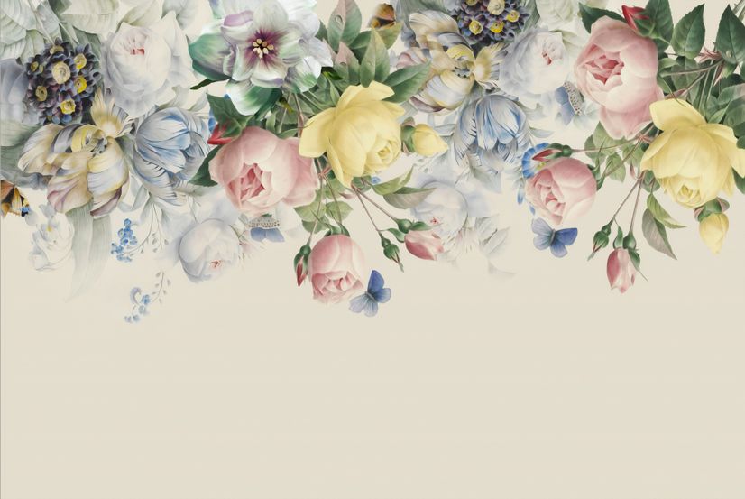 Vintage Colorful Floral Wallpaper Mural
