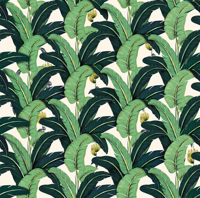 Banana Leaf Pattern Wallpaper Mural