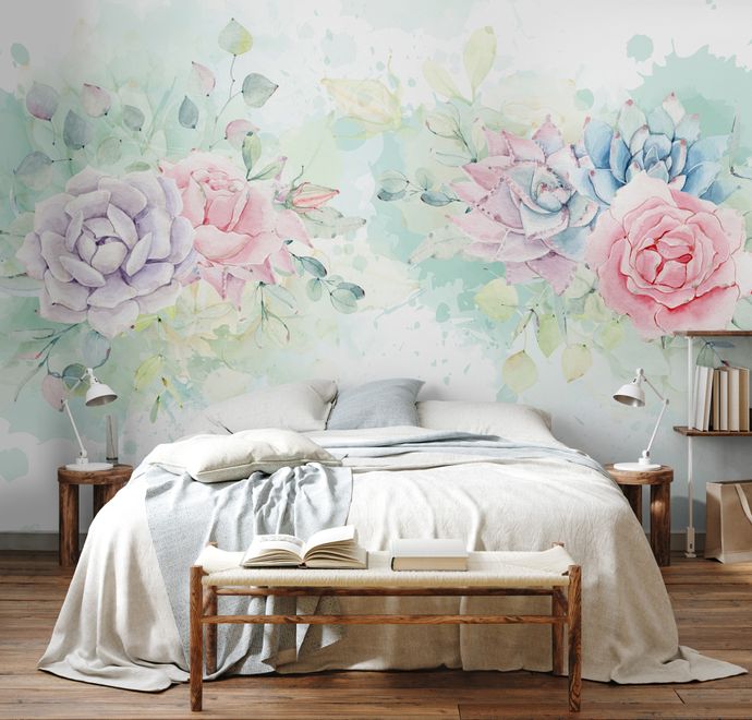 Watercolor Soft Floral Wallpaper Mural