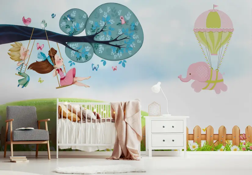 Little Child and Swing Wallpaper Mural