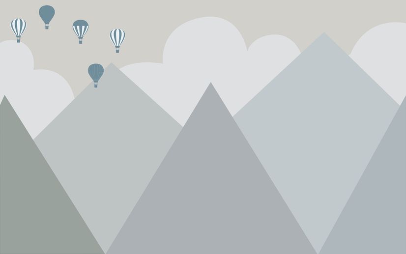 Cartoon Mountainscape Wallpaper Mural