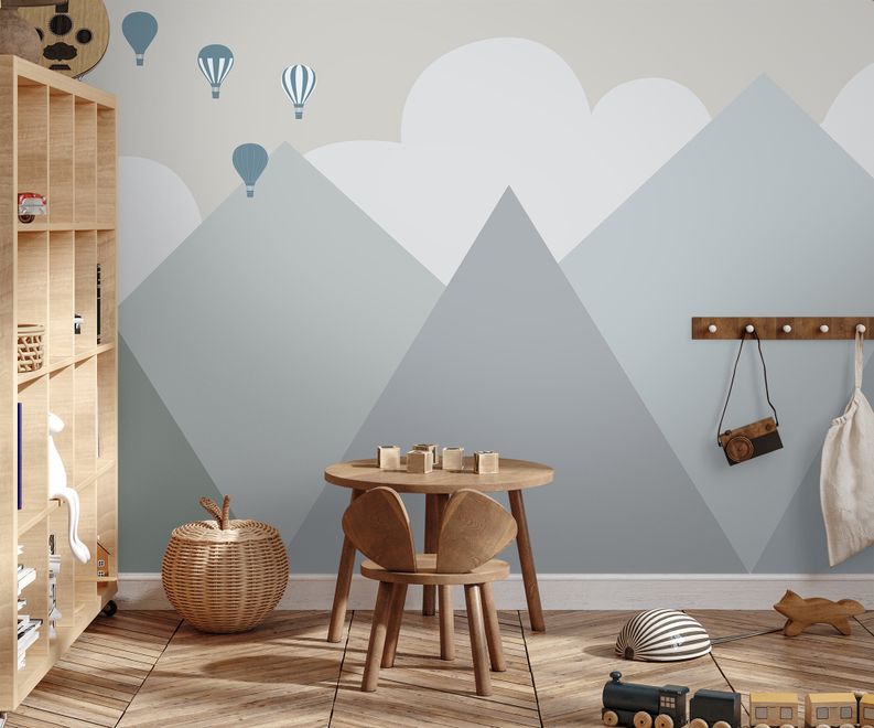 Cartoon Mountainscape Wallpaper Mural