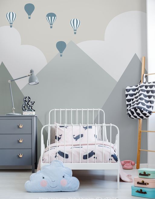 Cartoon Mountainscape Wallpaper Mural
