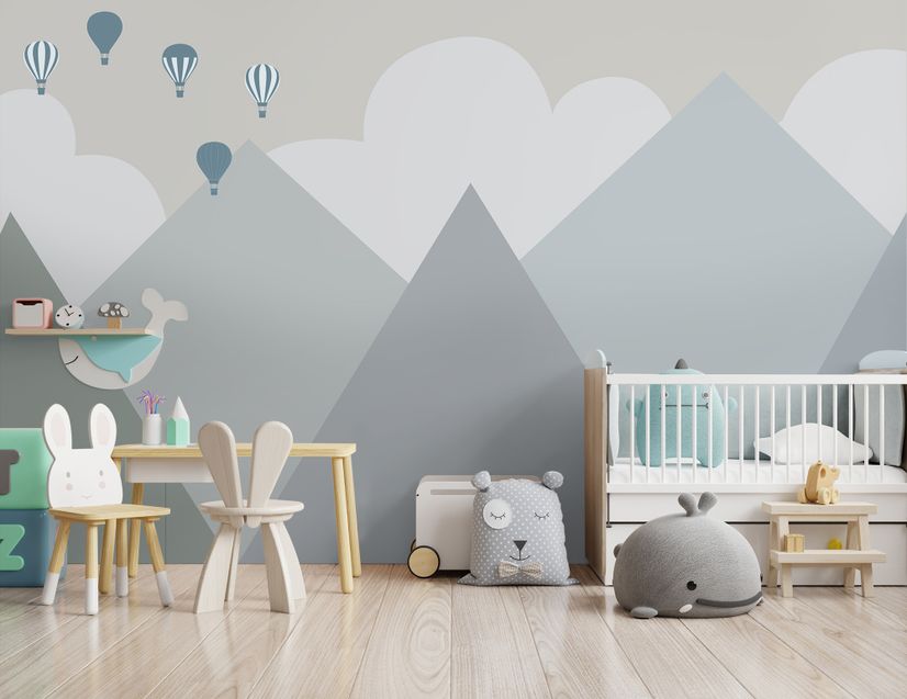 Cartoon Mountainscape Wallpaper Mural