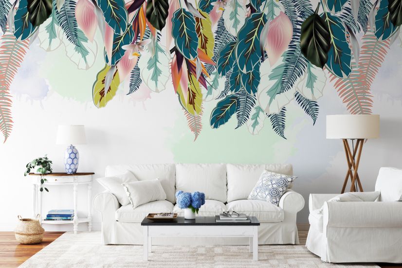 Watercolor Banana Leaf Wallpaper Mural