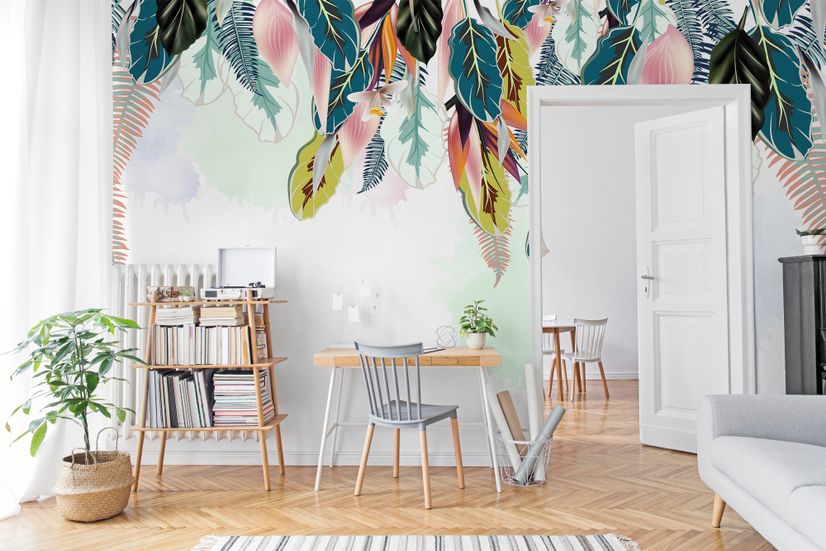 Watercolor Banana Leaf Wallpaper Mural