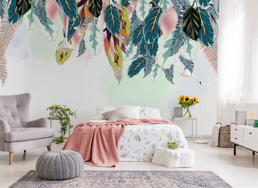 Watercolor Banana Leaf Wallpaper Mural