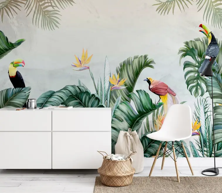 Toucans and Tropical Rainforest Wallpaper Mural