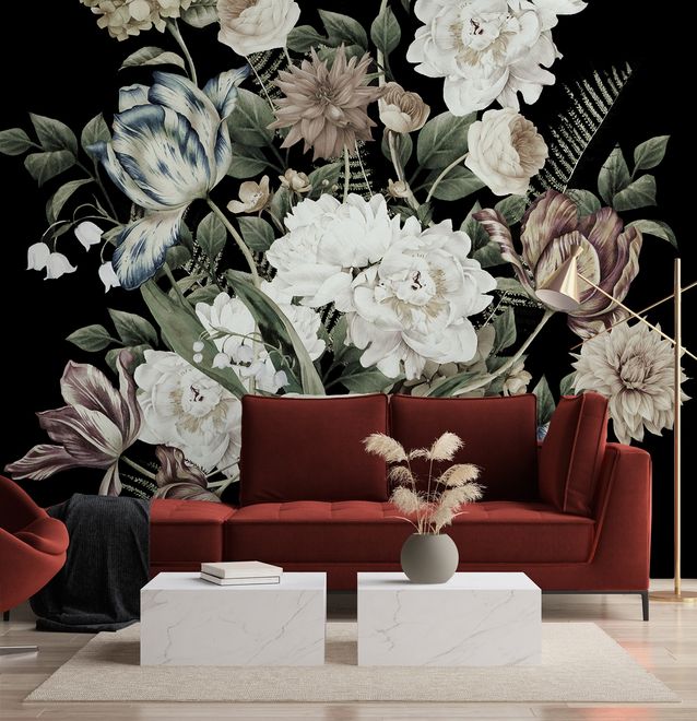 Lily Floral Bouqet Wallpaper Mural