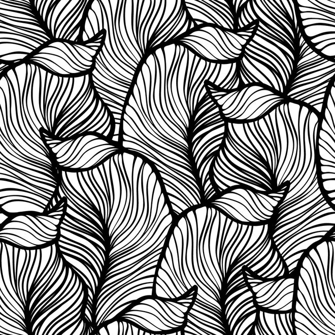 Golden Look Stylish Leaf  Line Art Wallpaper Mural