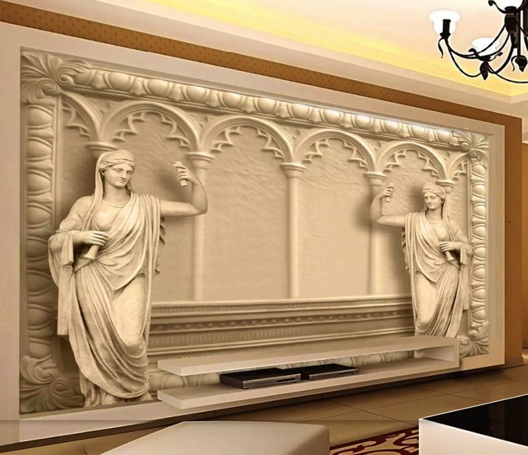 3D Embossed Look Byzantine Sculptures Wallpaper Mural