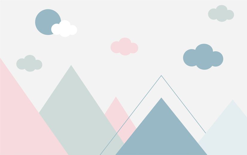 Blue Pink Mountains and Clouds Wallpaper Mural