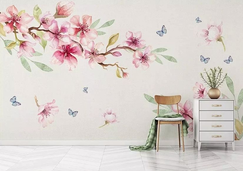 Pink Cherry Blossom Wallpaper Mural