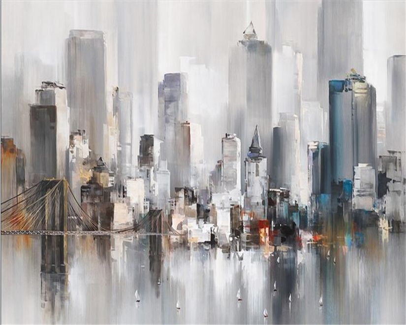 Watercolor Painting New York City Landscape Wallpaper Mural
