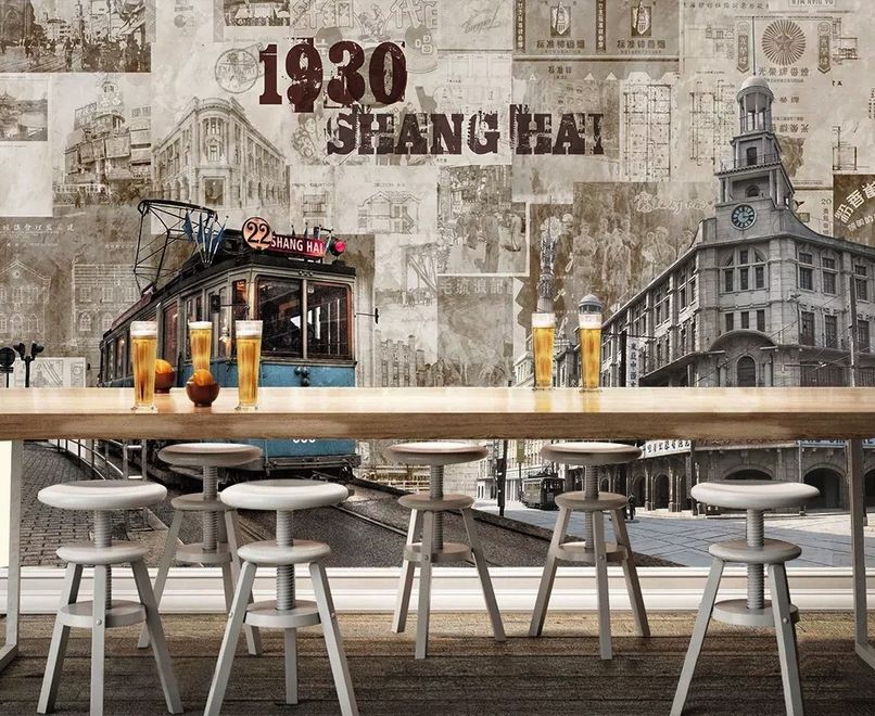 Vintage Shanghai City Wallpaper Mural