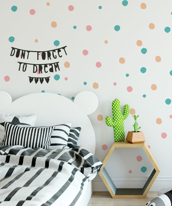Pink Blue Colorful Doodle Polka Dots Wall Decal Sticker