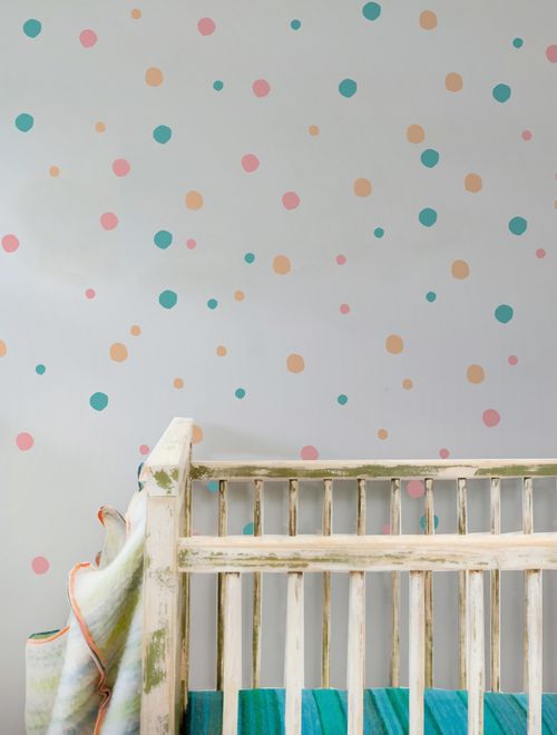 Pink Blue Colorful Doodle Polka Dots Wall Decal Sticker